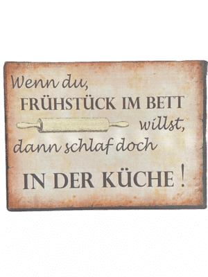 Holzschild Frühstück Wandschild 14 x 19 cm sehr schöne und lustige Sprüche