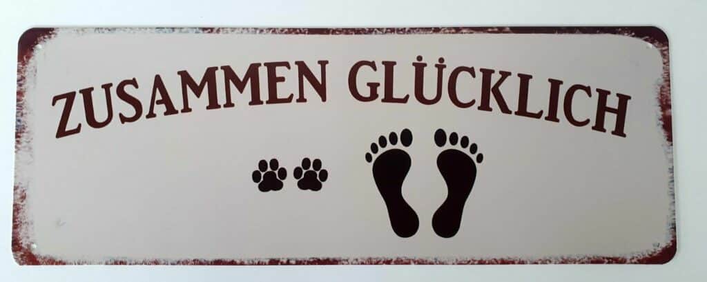 Blechschild ZUSAMMEN GLÜCKLICH Vintage 13 x 36 cm Metallschild Wandschild