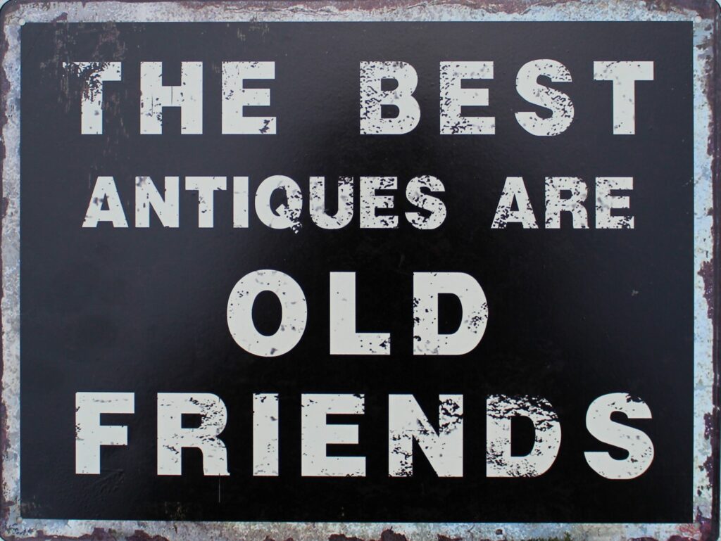 Blechschild The Best Antiques are Old Friends 25 x 30 cm