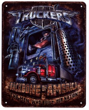 Blechschild Truckers Backbone of America Deko Schild 20 x 25cm Metallschild Wandschild