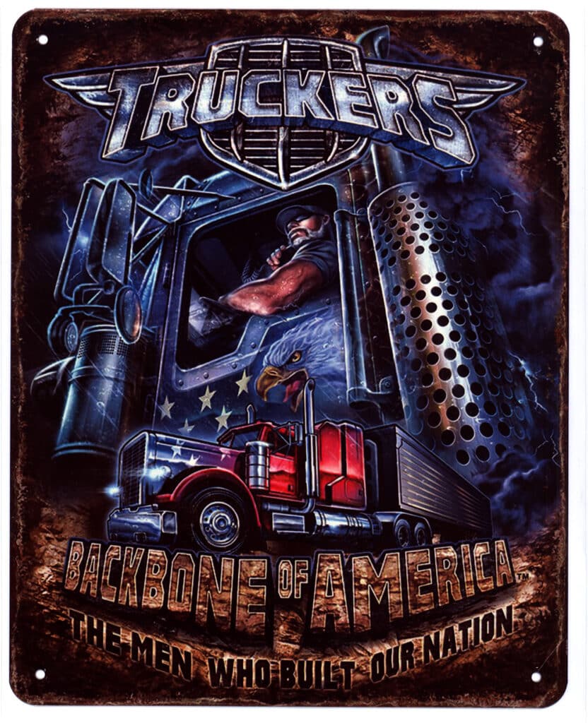 Blechschild Truckers Backbone of America Deko Schild 20 x 25cm Metallschild Wandschild