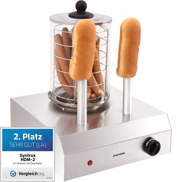 Syntrox Hot Dog Maker mit 2 Spießen Würstchenwärmer Bockwurstwärmer