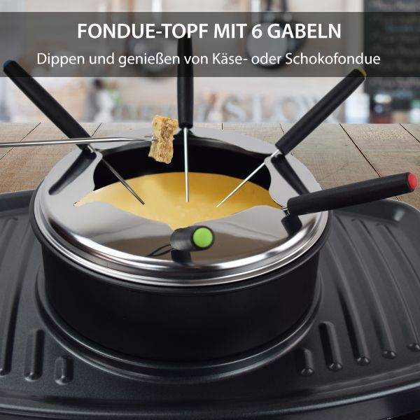 3 in 1 Raclette-Grill Set Freiburg mit Fondue für 8 Personen Syntrox
