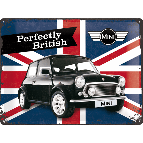 Blechschild Mini Perfectly British 40 x 30 cm Werbeschild geprägt Metallschild