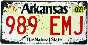 Blechschild Arkansas 989 EMJ Kennzeichen Vintage