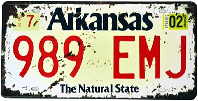Blechschild Arkansas 989 EMJ Kennzeichen Vintage