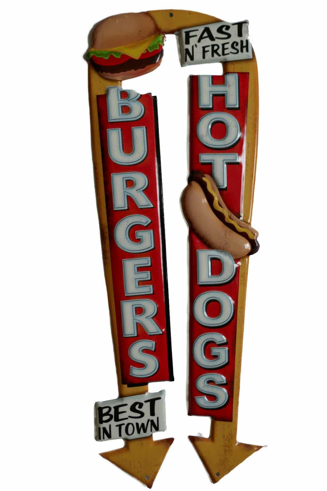Blechschild Burger & Hot Dogs Best in Town 50x18cm