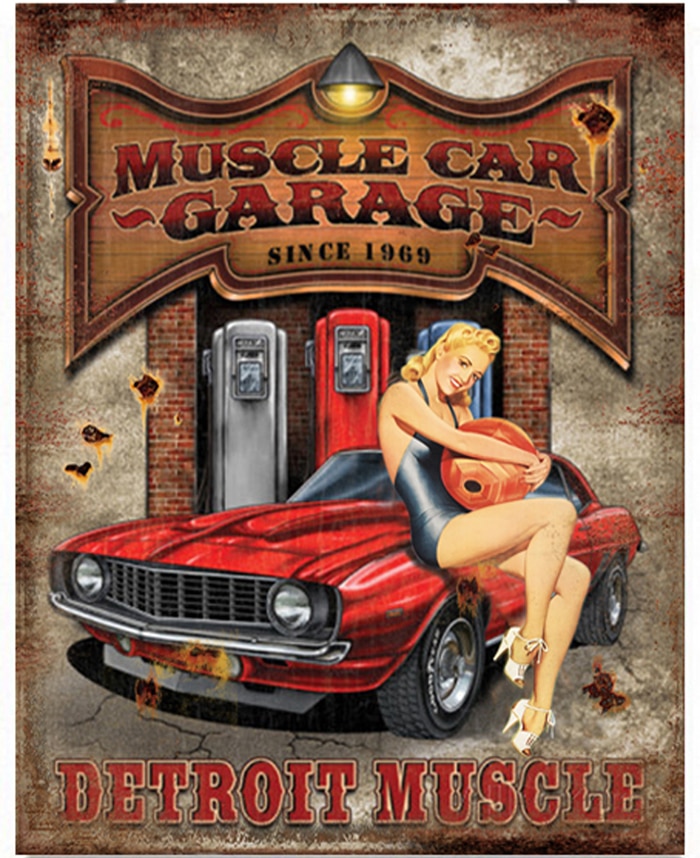 Blechschild Detroit Muscle Car Garage Deko 33 x 25 cm