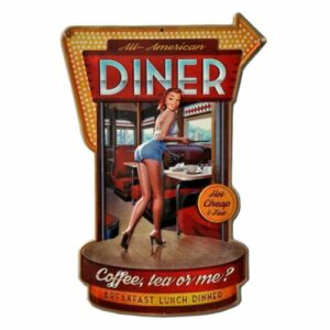 Blechschild All American Diner Pin Up Coffee Tea or me 60 x 40 cm