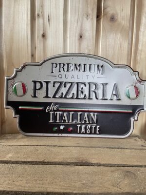 Blechschild Premium Pizzeria Italian Taste Metallschild Wandbild 40 x 23 cm