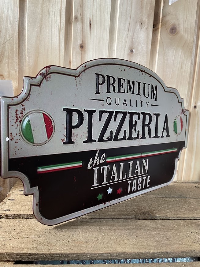 Blechschild Premium Pizzeria Italian Taste Metallschild Wandbild 40 x 23 cm