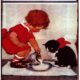 Blechschild Good Housekeeping Kind und Katze