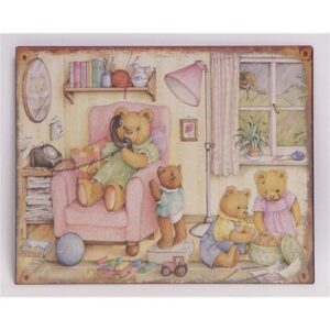 Blechschild Teddybären Familie Kinderzimmer Wandschild 20x25 cm 2