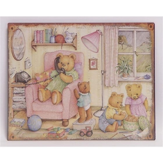 Blechschild Teddybären Familie Kinderzimmer Wandschild 20x25 cm