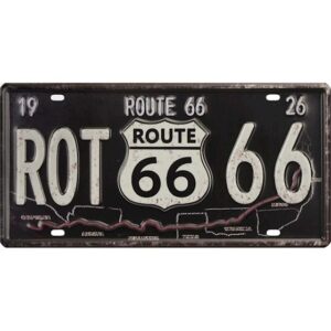 Blechschild Kennzeichen Route 66 schwarz Retro