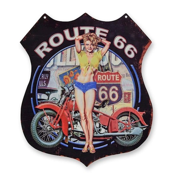 Blechschild Pin UP Route 66 Retro Vintage 30 x 34,5 cm