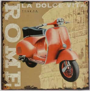 Blechschild Dolce Vita Italia Roller Rom Vespa 30x30cm