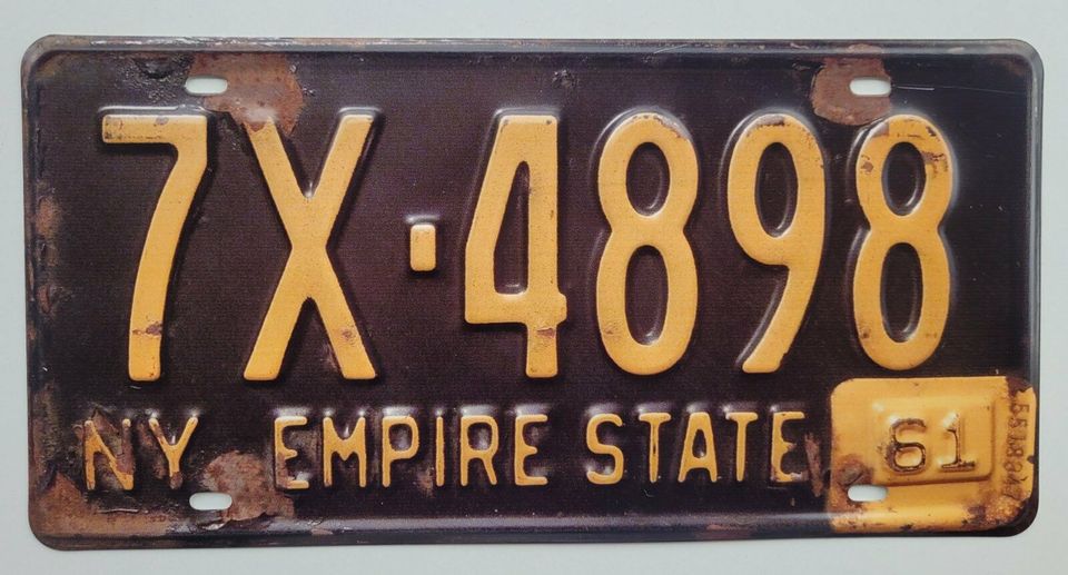 Blechschild Empire State 7X- 4898 Kennzeichen Vintage 15 x 30 cm