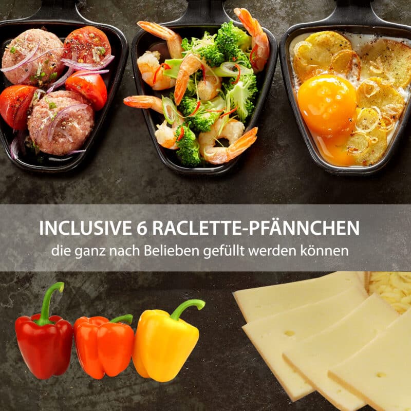 Design Raclette Lille mit Glas-Keramik Grillplatte für 6 Personen
