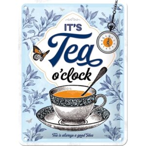 genial Blechschild It's Tea a clock Wandschild15 x 20 cm