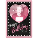 Nostalgic Art Blechpostkarte Happy Birthday, 14 x 10 cm Marylin Ikonen wie Marilyn Monroe, James Dean oder Audrey Hepburn haben der aufstrebenden Filmmetropole Hollywoods in den 50er und 60er Jahren ihren Glanz verliehen.