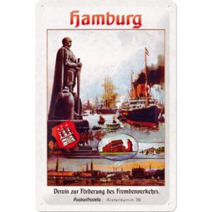 Nostalgic-Art Retro Blechschild Hamburg Förderung Fremdenverkehr Souvenir & Geschenk-Idee 20 x 30 cm