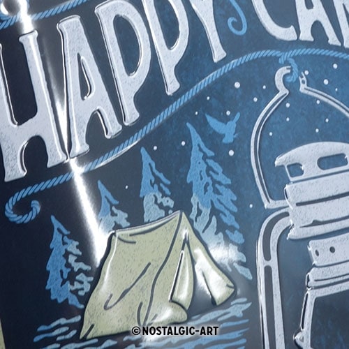  Blechschild Happy Camper Geschenk Idee für Camping Freunde Vintage 30 x 40 cm
