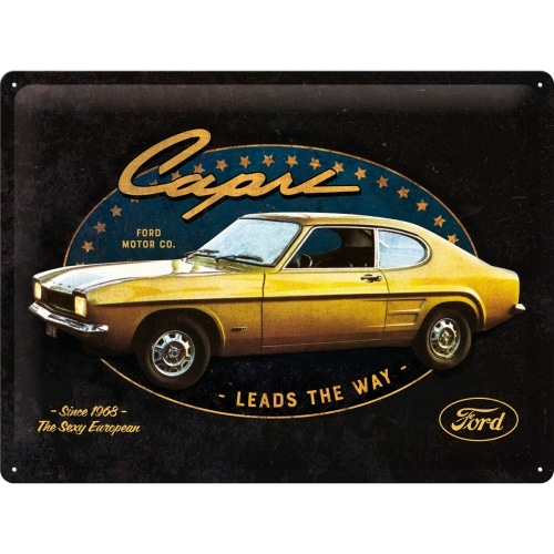 Blechschild Ford Capri Leads the Way Vintage Geschenk Deko 30 x 40 cm