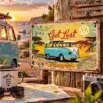 VW Bus Blechschild 40x60 cm – Epische Retro-Abenteuer-Deko für Vanlife-Fans! 1 VW Bus Blechschild 40x60 cm